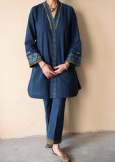 Indigo blue Bhuj cotton co ord set